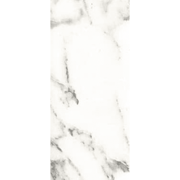 Melamine door panel in Toscano finish with white marble pattern and black veins.